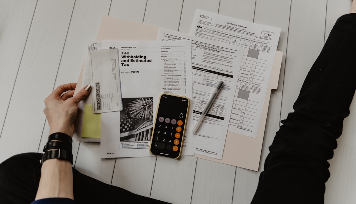 Desk with ledgers and receipts for credit settlements